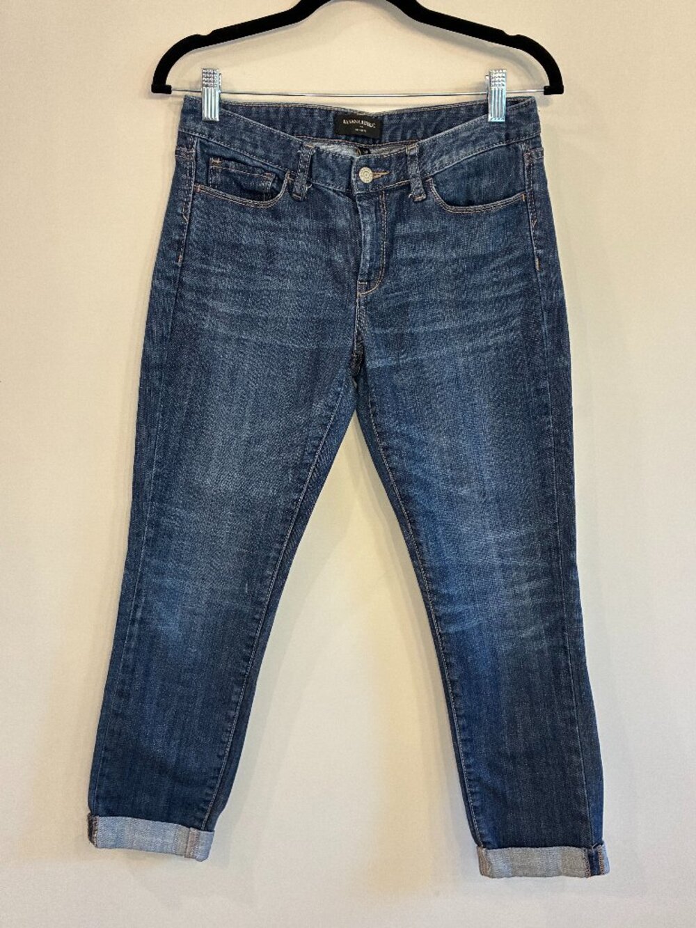 Banana Republic Skinny Fit Jeans Dark Wash Cuffed Size 26/2 | Preppy Minimalist